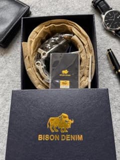 【未開封】BISON DENIM Leather Belt 黒のサムネイル