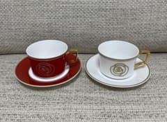 【ほぼ新品】Noritakeエイダンゴールド カップ&ソーサー紅白(赤白)セットのサムネイル