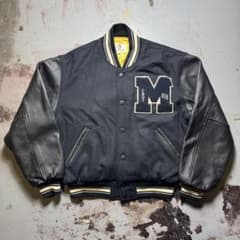 00s c-boy スタジャン レザー切替 ワッペン アメカジ - メルカリ