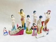 昭和初期 女性像 土人形 裸体表現 10体セット 全長約10〜18cm 美品 