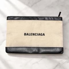 BALENCIAGA バレンシアガ クラッチバッグ キャンバス レザー ロゴのサムネイル