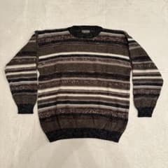 CORTINA ブラウン系ボーダーニット M-L セーター ITALIA