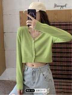 shein カーディガン　ミニ丈　ピスタチオカラーのサムネイル
