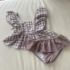 セパレート 水着 フリル チェック ベージュ ♡ 120 女の子のサムネイル