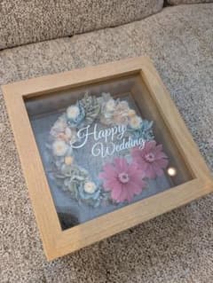 【お値下げ中】プリザーブドフラワー リース Happy Weddingのサムネイル