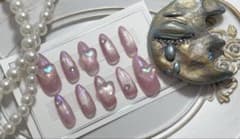 【サイズ変更無料】ネイルチップ ピンク ハート マグネットのサムネイル