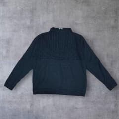 enjoliver ウール100% ハイネック リブ編み切替ニット ブラックのサムネイル