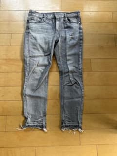 ダメージ加工 カットオフ デニムパンツ グレーのサムネイル