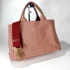 PRADA カナパ M 2way ショルダー付 A収納 ギンガムチェック 赤 - メルカリ
