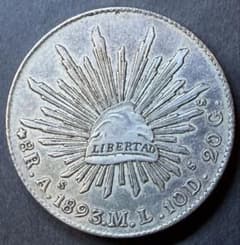 1893年 メキシコ8レアル銀貨 大型銀貨 古銭 - メルカリ