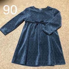 ニットプランナー　ベロア　起毛　ドット柄　ワンピース　女の子　ベビー　90のサムネイル