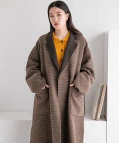 LOWRYSFARM メリノＷフェイスチェックリバーシブルコートチェスターコートのサムネイル