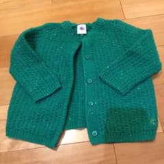 プチバトー ニットカーディガン　グリーン　80㎝のサムネイル