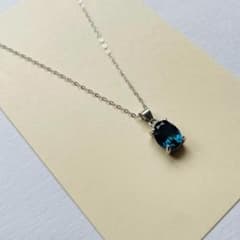 宝石質　ロンドンブルートパーズ　オーバル　ネックレス　シルバー925 スライド