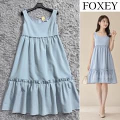 美品》フォクシー 7万 ティアードフリルワンピース Sweetpea ブルー