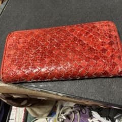 レッド 編み込み 長財布 タッセル付きパイソンのサムネイル