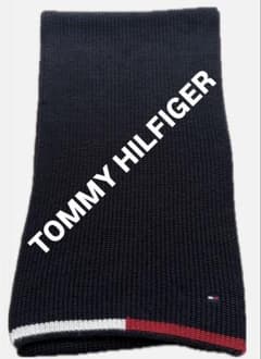 【美品】TOMMY HILFIGER マフラー ブラック ウール混 洗濯済みのサムネイル