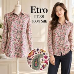 Etro IT 38 ペイズリーと花柄プリントのシルクシャツ - メルカリ