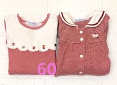 ファミリア familiar 秋冬素材女の子・赤系ロンパース 60 - メルカリ