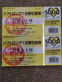 岩原&上越国際スキー場　共通リフトロング1日券　2枚セットのサムネイル