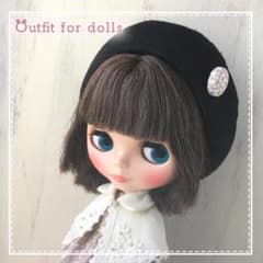 薄紫色長袖ワンピース　ケープ　帽子　ブライスアウトフィット　ハンドメイドドール服のサムネイル