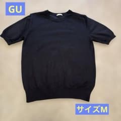 GU クルーネックセーター(半袖) BLACK サイズMのサムネイル