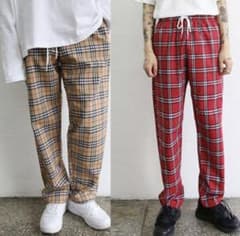 チェックパンツ ベージュのサムネイル