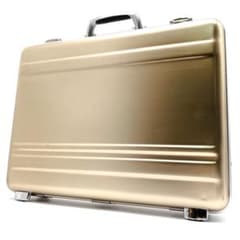 Tecc.Land アタッシュケース アルミ ビジネスバッグ ゴールド PC収納