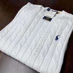 ラスト1枚！Polo Ralph Lauren ケーブルニット 半袖 ホワイトL - メルカリ