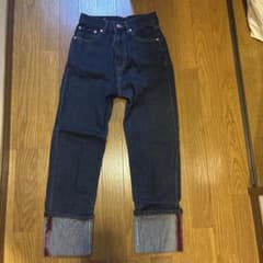 カラーステッチロールアップハイウエストデニムパンツのサムネイル