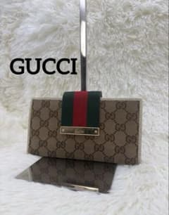 GUCCI グッチ シェリーライン GGキャンバス 長財布 ベージュ レディースのサムネイル