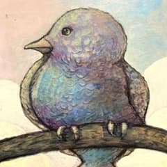 自作絵画 鱗の鳥 鳥の絵 アクリル画 原画 - メルカリ
