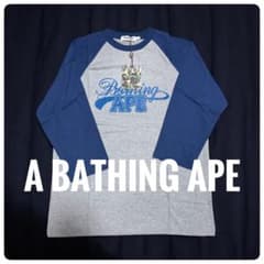 【新品タグ】A BATHING APE 筆記体ロゴ ラグランTシャツ L エイプ - 5