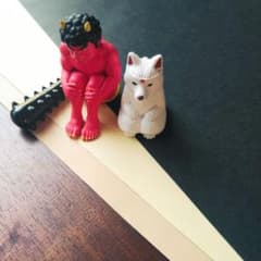 【ガチャ】まちぼうけ 桃太郎の場合 犬 イヌ 赤鬼 ミニチュア フィギュアのサムネイル