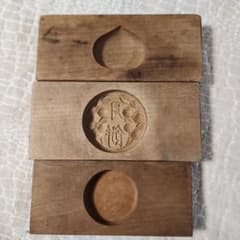 菓子木型3枚セット② 古い 木型 菓子型 和菓子 木製 古道具 古物