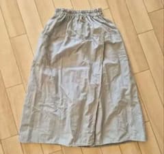 ロングスカート ラップスカート風 ウエストゴム ブルーグレー系のサムネイル