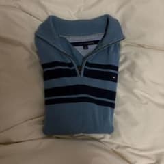 【Tommy Hilfiger】ジップアップセーター Lサイズ ブルー系のサムネイル