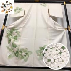 MK-1861 単衣 付下げ 紫陽花の花模様 刺繍 乳白色 - メルカリ