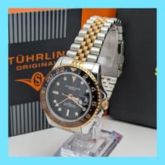 電池交換済】STUHRLING ストゥーリング GMT搭載モデル メンズ腕時計 