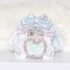 おすわりぬい服　ぬいふく　ちびぐるみ　きぐるみ　白　水色　クッション　うさぎのサムネイル