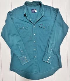 Wrangler ウエスタンシャツ 長袖 ブルーグリーンのサムネイル