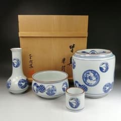 W460 皆具 『染付 花丸文』『千古窯』 共箱 茶道具 - メルカリ