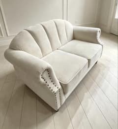 2人掛けソファ ベロア調 アイボリークラシック - メルカリ