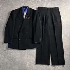 vintage】セットアップ ダブルスーツ ブラック 極上ウール - メルカリ
