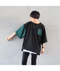 ツートーンリングジップポケットTシャツ ビッグシルエットのサムネイル