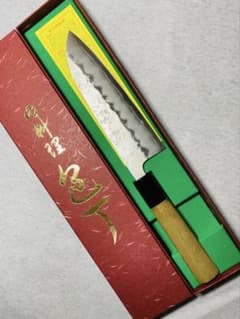 義弘作　三徳　包丁　銀三鋼　梨地　水牛角柄 義弘作 三徳 包丁 銀三鋼 梨地 水牛角柄 - メルカリ