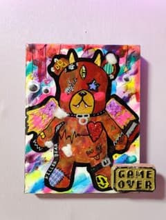 【一点物イラストアート】Killer Bear【F0号】現代アート ✡2024年製作✡】Killer Bear(キラーベアー)【F0号】現代アート