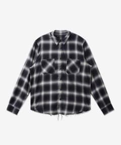 【国内正規】AMIRI フリンジ チェックシャツ Sサイズ　アミリ　ブラック 国内正規】AMIRI フリンジ チェックシャツ Sサイズ アミリ ブラック