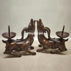 銅製 梅鹿燭台 美品 縁起物 仏堂置物 装飾品 工芸品 銅製 梅鹿燭台 美品 縁起物 仏堂置物 装飾品 工芸品 - メルカリ