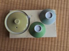新品 京焼朝日焼 松林豊斎作 窯変煎茶器 宝瓶と煎茶碗2客セットのサムネイル